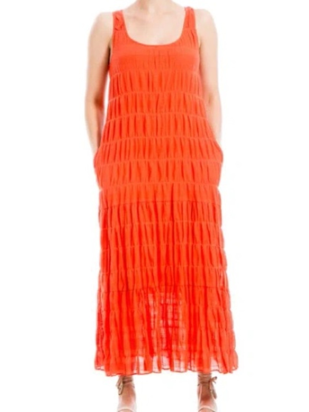 Max Studio Red-Orange Sleeveless Maxi Dress